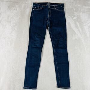 7 For All Mankind Jeans Women's 28‎ Dark Wash Blue Denim The Skinny Mid Rise